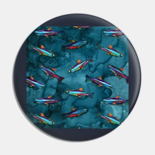 Inky Blue NEON TETRA Pattern by Robert Phelps Pin