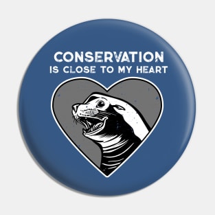 Sea Lion Conservation Heart Pin