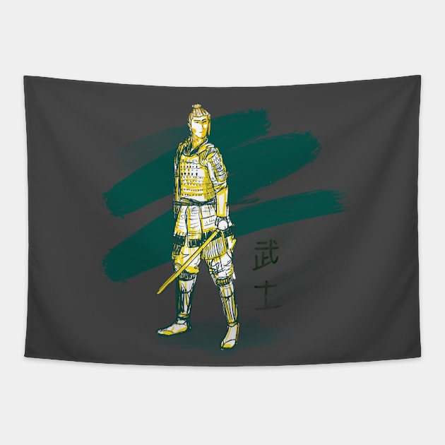 handrawn warrior with samurai or sword or katana japanese style Tapestry by amindachoirun