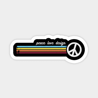Retro Stripes Peace Love Design Magnet
