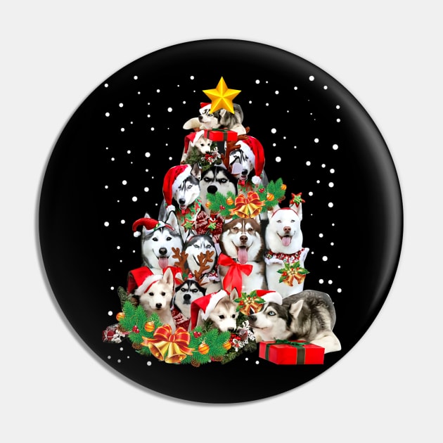 Siberian Husky Christmas Tree Pin by Che Tam CHIPS