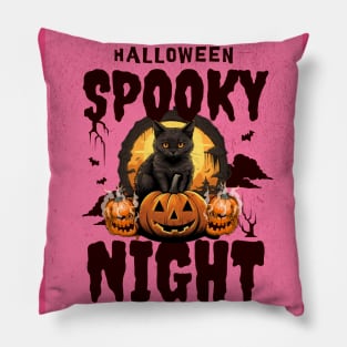 Retro Black Cat Halloween Pumpkin Costume For Women Men Kids Pillow