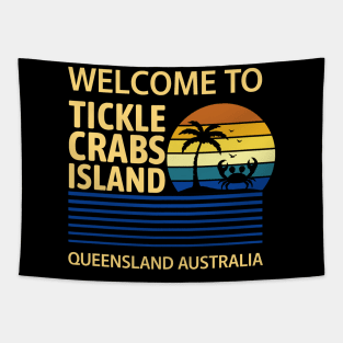 Tickle Crabs Island - Queensland australia retro sunset Tapestry