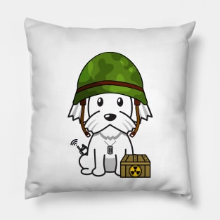 Funny white dog is a soldier Pillow