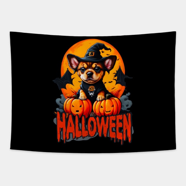 Halloween vampire puppy dog Tapestry by design-lab-berlin