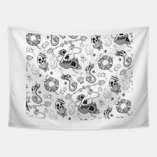 Black and White Punk Sailor Pattern Tapestry