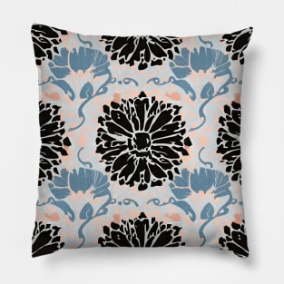 Black Flower Pattern Pillow