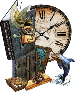 Steampunk-dolphin & dragon-storybook Magnet