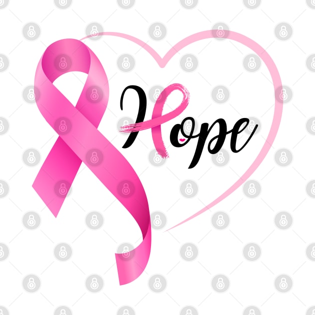 Cancer Awareness Pink Hope Ribbon - Breast Cancer Ribbon by MyVictory