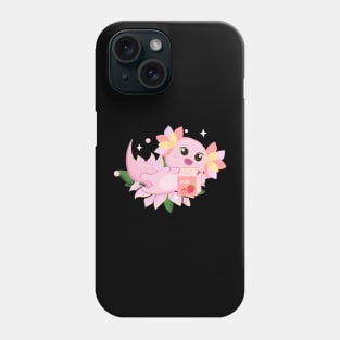 Axolotl Strawberry Milk Milkshake Floral Kawaii Axolotl Phone Case