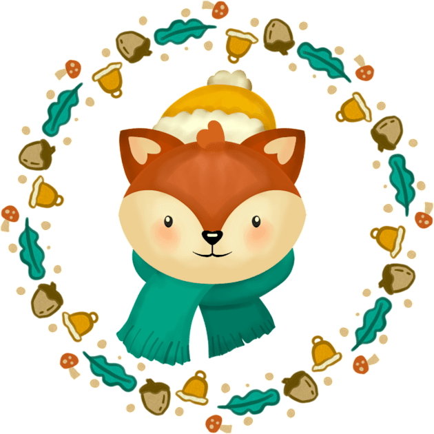 Christmas Fox Wreath Kids T-Shirt by i am Cuta