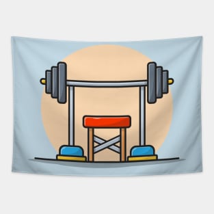 Dumbbell Gym Workout Cartoon Vector Icon Illustration Tapestry