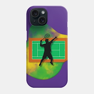 Tennis Player with Tennis Court Background and Wimbledon Colours 8 Phone Case