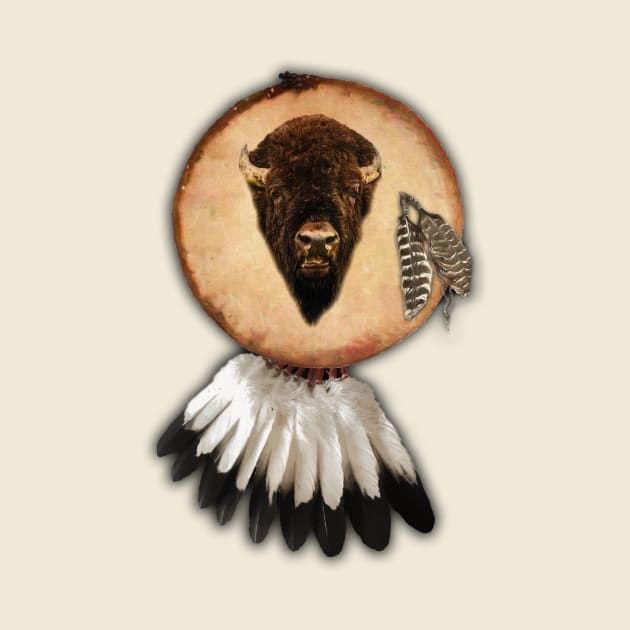 Bison head on Indian shield by Guardi