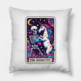 The Audacity Skeleton and Unicorn Fantasy Funny Pillow