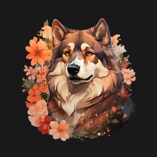 Akita Dog Floral by Paul Walls