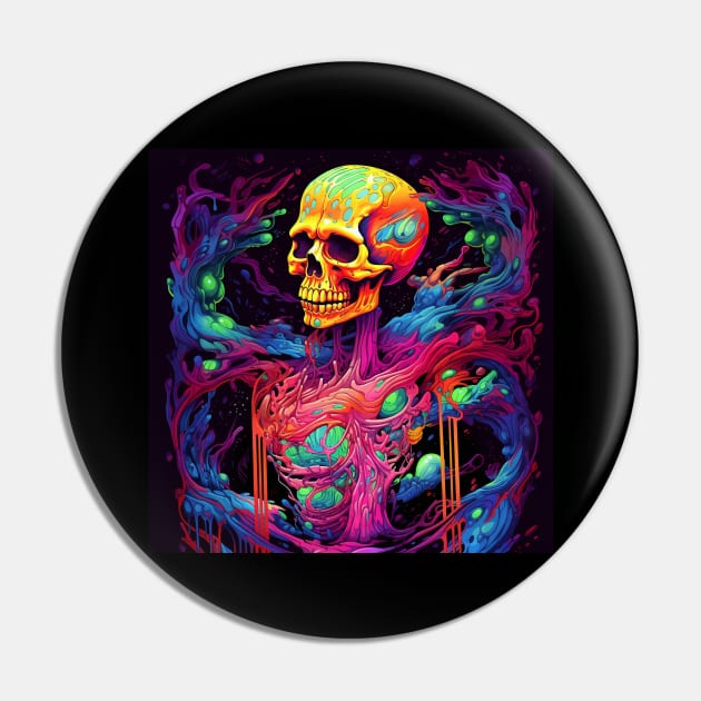 Neon Explosions of Psy Reality Tee Pin by yambuto