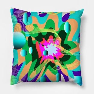Abstract Digital  Cooler Tone Art Pillow