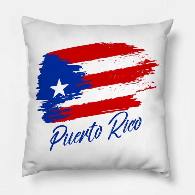 Puerto Rico - grunge flag - blue design Pillow by verde