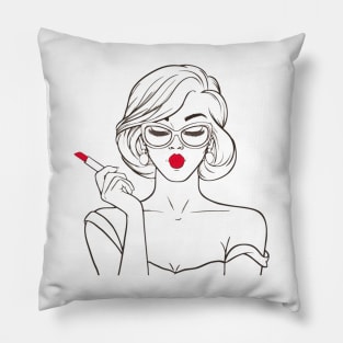 Lady red lips Pillow