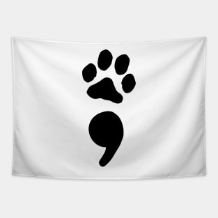 semicolon paw print (black) Tapestry