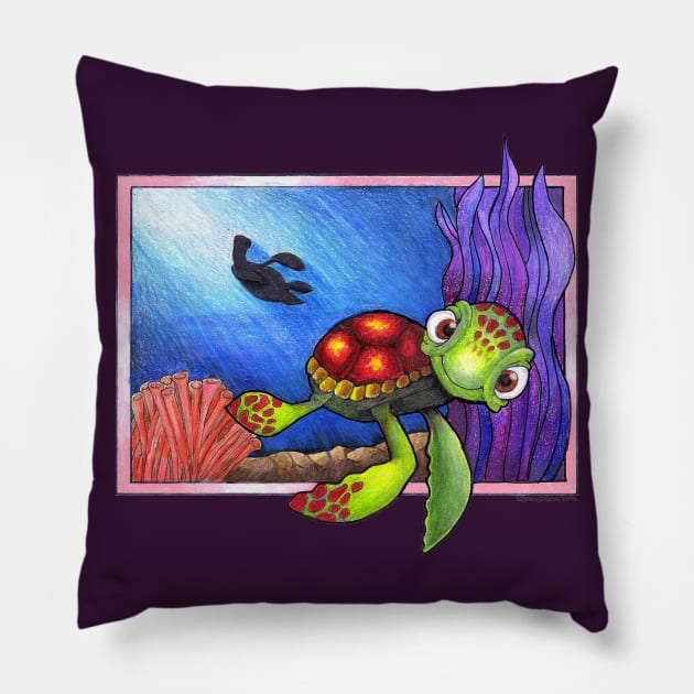 Baby Sea Turtle Pillow by ReneeDixonArt