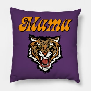 Tiger Mama Game Day Cheer Mom Vintage Tiger Face Pillow