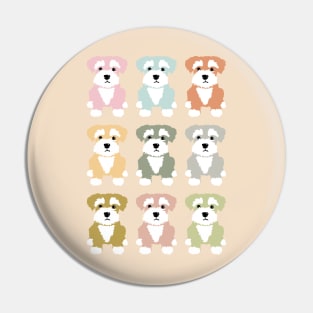 Rainbow of Miniature Schnauzer Dogs on A Cream Background Pin