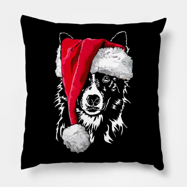 Funny Border Collie Santa Christmas dog mom Pillow by wilsigns