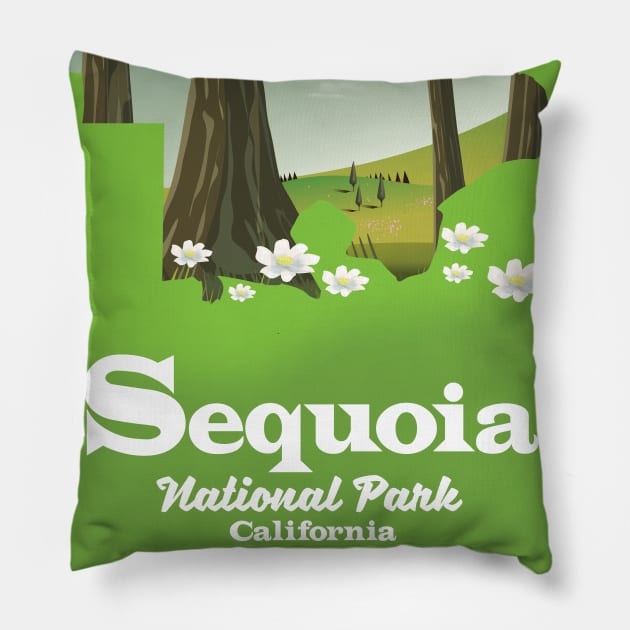 Sequoia National park map Pillow by nickemporium1