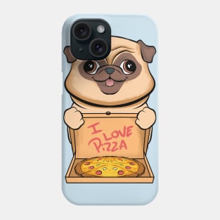 pug and pizza fun puppies lovers pizza love Phone Case