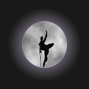 Disabled amputee ballerina dancing before a full moon T-Shirt