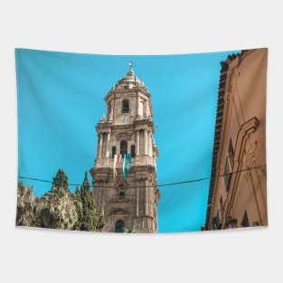 Malaga Church Tower and Palms Tapestry