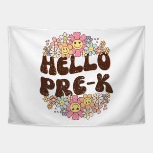 Groovy Hello Pre-k Vibes Retro Teacher Back To School Tapestry