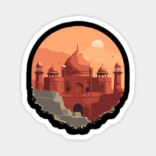Pakistani cultural illustration with Lahore Fort and Mohenjo-Daro Magnet