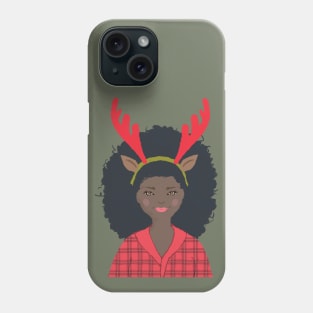 Black Woman Christmas Portrait Phone Case