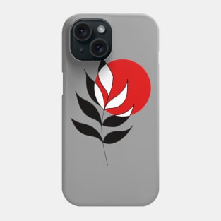 Modern, Minimalist Leaf and Red Circle Phone Case