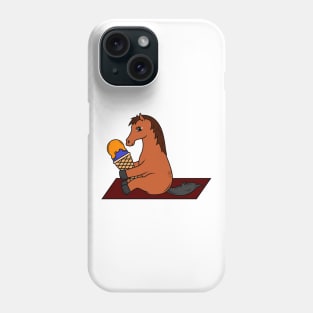 Funny horse with a waffle of ice cream Phone Case