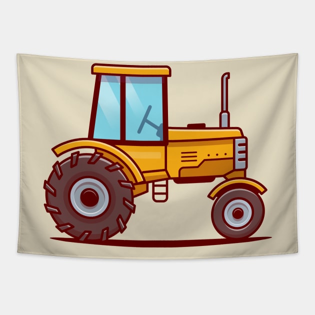 Tractor Farm Cartoon Illustration Tapestry by Catalyst Labs