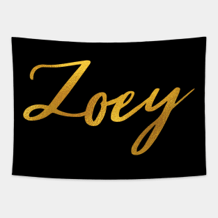 Zoey Name Hand Lettering in Faux Gold Letters Tapestry