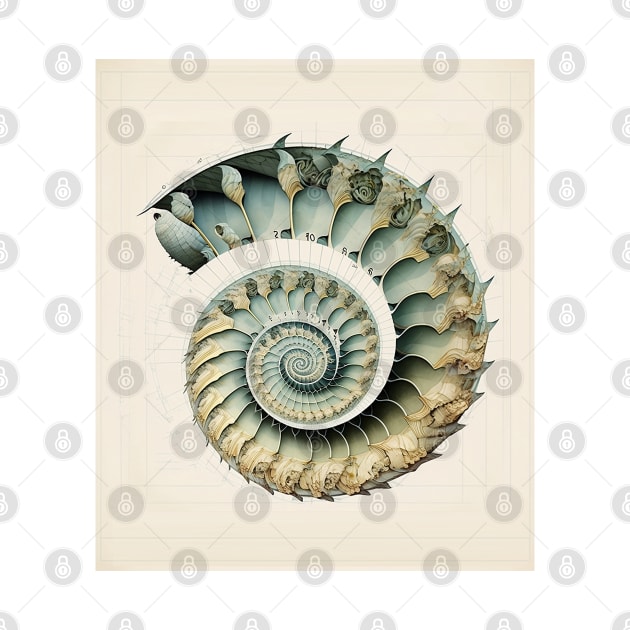 Fibonacci Sequence: Fibonacci Shell Art by Puff Sumo