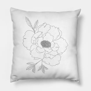 Peony Pattern - Flower Line Art Pillow