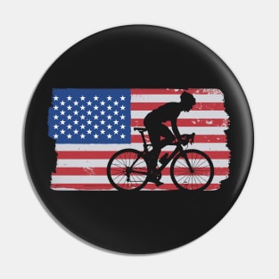 Cycling Road Bike US Flag Cyclist graphic Pin