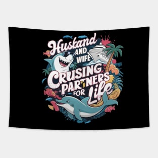 Family Cruise Husband and Wife Matching Cruise Ship Tapestry