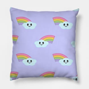 Kawaii Cute Rainbow Pattern in Purple Pillow