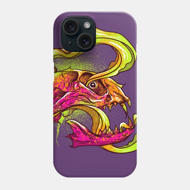 Mind Expansion Neon Animal Skull Art Phone Case by Manfish Inc.