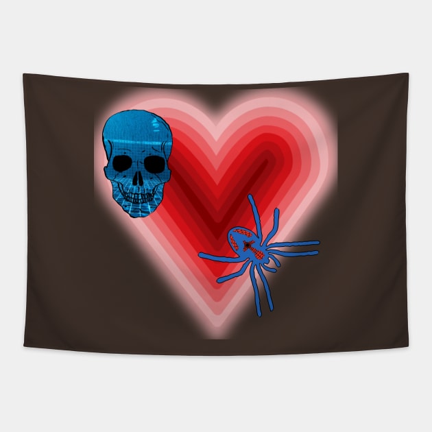 Spider Skull Tapestry by publicdomainartiste