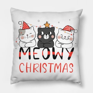 Meowy Christmas Pillow