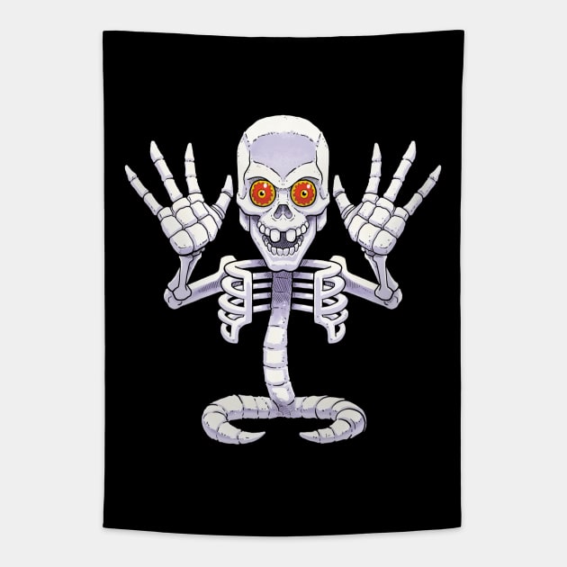 Bad To The Bone Ghost Skeleton Tapestry by JENNEX