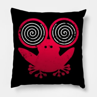 Hypnotic Abstract Frog - Red Pillow